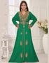 V neck Moroccan Style embroidered kaftan