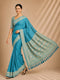 Firozi Chiffon Saree With Blouse - Front View | Samyak Fashion