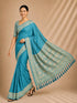 Firozi Chiffon Saree With Blouse - Front View | Samyak Fashion