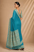 Firozi Chiffon Saree With Blouse - Back View | Samyak Fashion