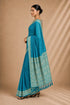 Firozi Chiffon Saree With Blouse - Detail View | Samyak Fashion