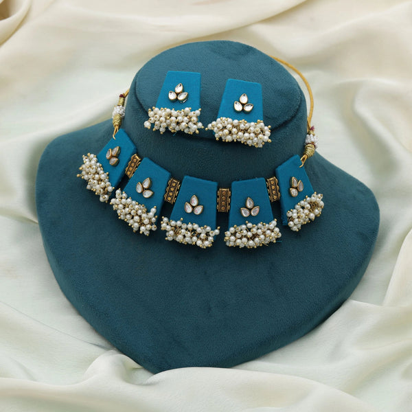 Firozi Choker Set-imitation - Front View | Samyak Fashion