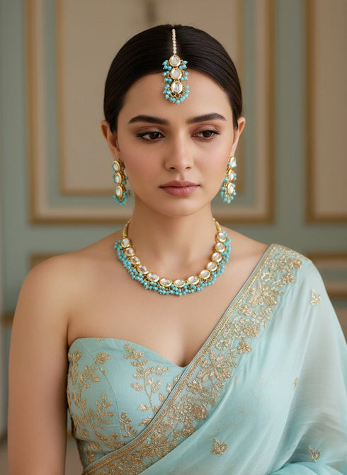 Firozi Necklace Set - Front View | Samyak Fashion