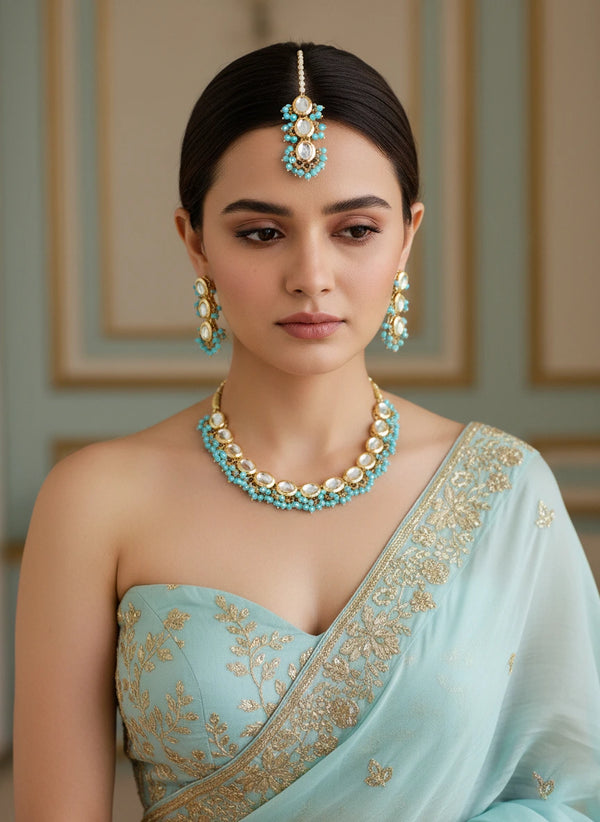Firozi Necklace Set - Front View | Samyak Fashion