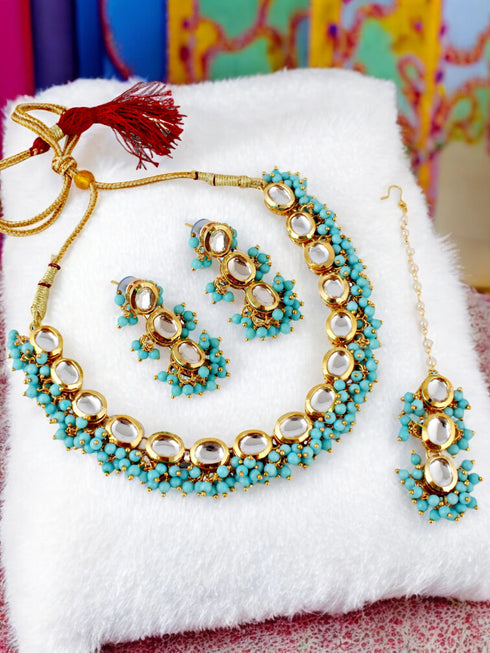 Firozi Necklace Set - Back View | Samyak Fashion