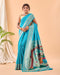 Firozi Pure Silk Party Wear Saree With Blouse - Front View | Samyak Fashion