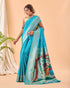 Firozi Pure Silk Party Wear Saree With Blouse - Back View | Samyak Fashion
