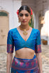 Firozi Soft Pashmina Silk Designer Function Wear Saree Collection With Blouse - Close-up View | Samyak Fashion