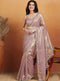 G Purple Organza Saree With Blouse - Front View | Samyak Fashion