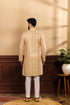 Gold Cotton Mens Kurta With Payjama - Back View | Samyak Fashion
