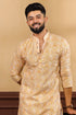 Gold Cotton Mens Kurta With Payjama - Side View | Samyak Fashion