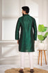 Green Art Silk Mens Kurta With Payjama - Back View | Samyak Fashion