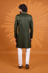 Green Art Silk Mens Premium Men's Sherwani - Side View | Samyak Fashion