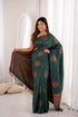 Green Banarasi Soft Silk Party Wear Saree With Blouse - Back View | Samyak Fashion