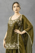 Green Chartin Salwar Suits - Side View | Samyak Fashion