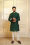 Green Cotton Mens Kurta With Payjama - Front View | Samyak Fashion