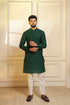 Green Cotton Mens Kurta With Payjama - Front View | Samyak Fashion