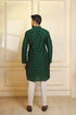 Green Cotton Mens Kurta With Payjama - Back View | Samyak Fashion