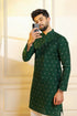 Green Cotton Mens Kurta With Payjama - Side View | Samyak Fashion