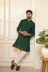 Green Cotton Mens Kurta With Payjama - Close-up View | Samyak Fashion
