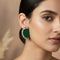Green Earrings-imitation - Front View | Samyak Fashion