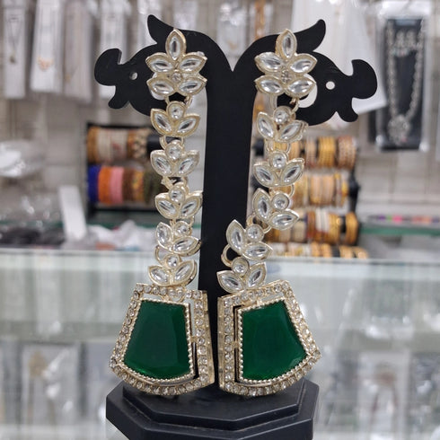 Green Earrings - Back View | Samyak Fashion
