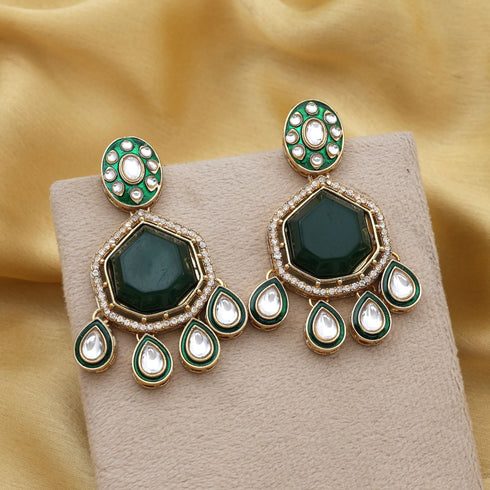 Green Earrings - Back View | Samyak Fashion