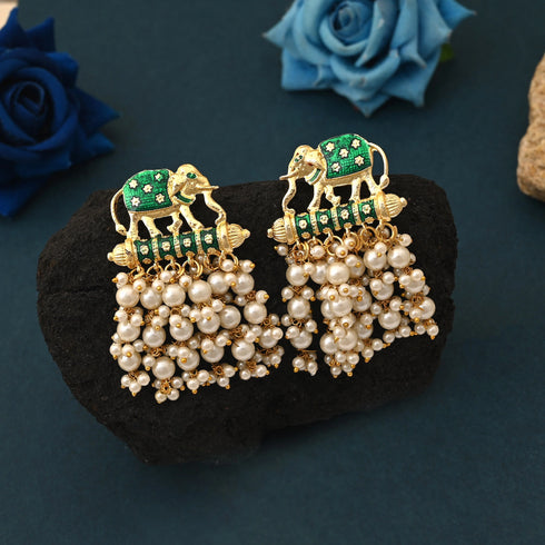 Green Earrings - Front View | Samyak Fashion