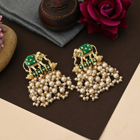 Green Earrings - Back View | Samyak Fashion