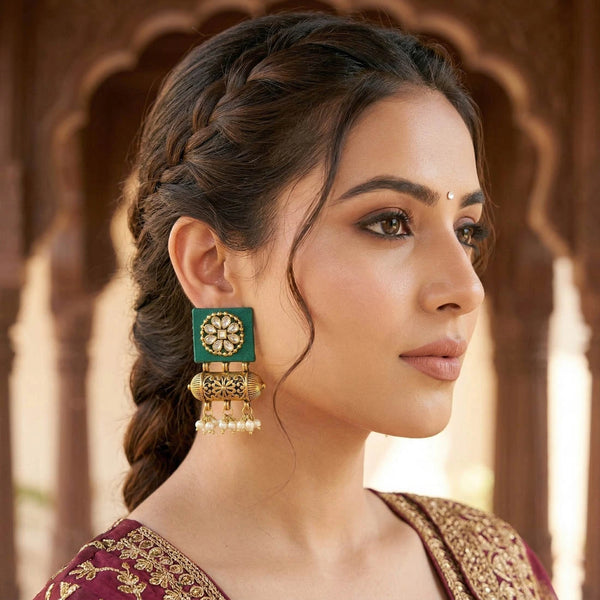 Green Earrings - Front View | Samyak Fashion