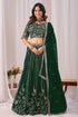 Green Faux Georgette Lehenga Choli - Front View | Samyak Fashion