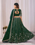 Green Faux Georgette Lehenga Choli - Back View | Samyak Fashion