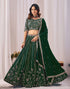 Green Faux Georgette Lehenga Choli - Detail View | Samyak Fashion