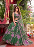 Green Faux Georgette Lehenga Choli Ethnic Digital Print And Sequence Figure Work With Can-can & Canvas Patta - Front View | Samyak Fashion