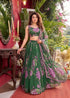 Green Faux Georgette Lehenga Choli Ethnic Digital Print And Sequence Figure Work With Can-can & Canvas Patta - Side View | Samyak Fashion