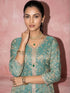 Green Fendy Satin Salwar Suits - Side View | Samyak Fashion