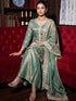 Green Fendy Satin Salwar Suits - Detail View | Samyak Fashion