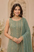 Green Georgette Sharara Suit Embroidery,swarovski Work - Back View | Samyak Fashion
