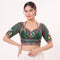 Green Heavy Italian Silk Blouse - Front View | Samyak Fashion
