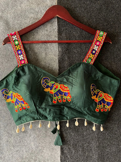 Green Heavy Magic Cotton Blouse - Side View | Samyak Fashion