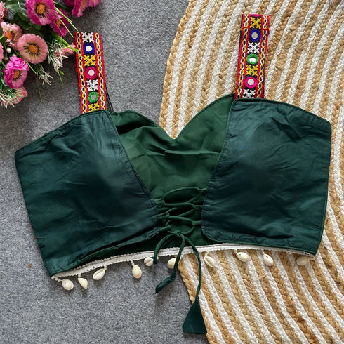 Green Heavy Magic Cotton Blouse - Close-up View | Samyak Fashion