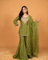 Green Heavy Simar Silk Elegant Salwar Suit - Back View | Samyak Fashion