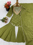 Green Heavy Simar Silk Elegant Salwar Suit - Detail View | Samyak Fashion