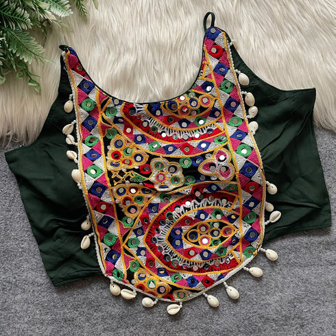 Green Heavy Soft Cotton Blouse - Front View | Samyak Fashion