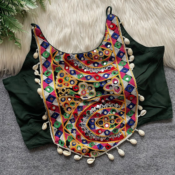 Green Heavy Soft Cotton Blouse - Front View | Samyak Fashion