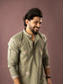 Green Linen Mens Kurta With Payjama - Side View | Samyak Fashion