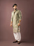 Green Linen Mens Kurta With Payjama - Detail View | Samyak Fashion