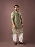 Green Linen Mens Kurta With Payjama - Close-up View | Samyak Fashion