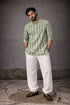 Green Linen Mens Short Kurta - Front View | Samyak Fashion