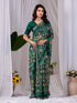 Green Monsoon Georgette Silk Party Wear Saree With Blouse - Back View | Samyak Fashion